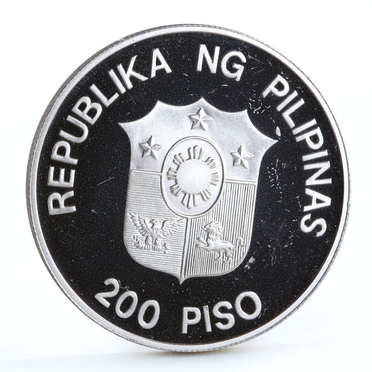 Philippines 200 piso WWF series Mindoro Buffalo proof silver coin 1987