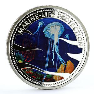 Palau 5 dollars Marine Life Protection series Sea Jellyfish silver coin 2002