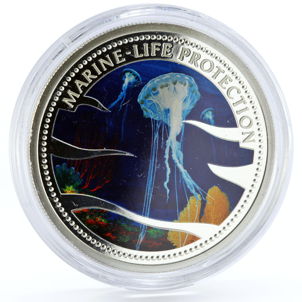 Palau 5 dollars Marine Life Protection series Sea Jellyfish silver coin 2002