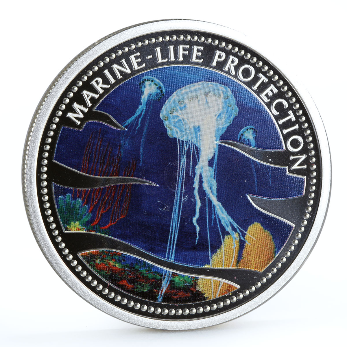 Palau 5 dollars Marine Life Protection series Sea Jellyfish silver coin 2002