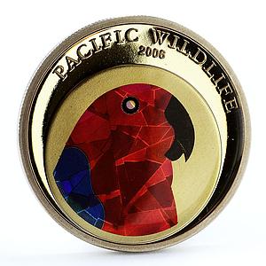 Palau 5 dollars Pacific Wildlife series Eclectus Parrot Bird silver coin 2006