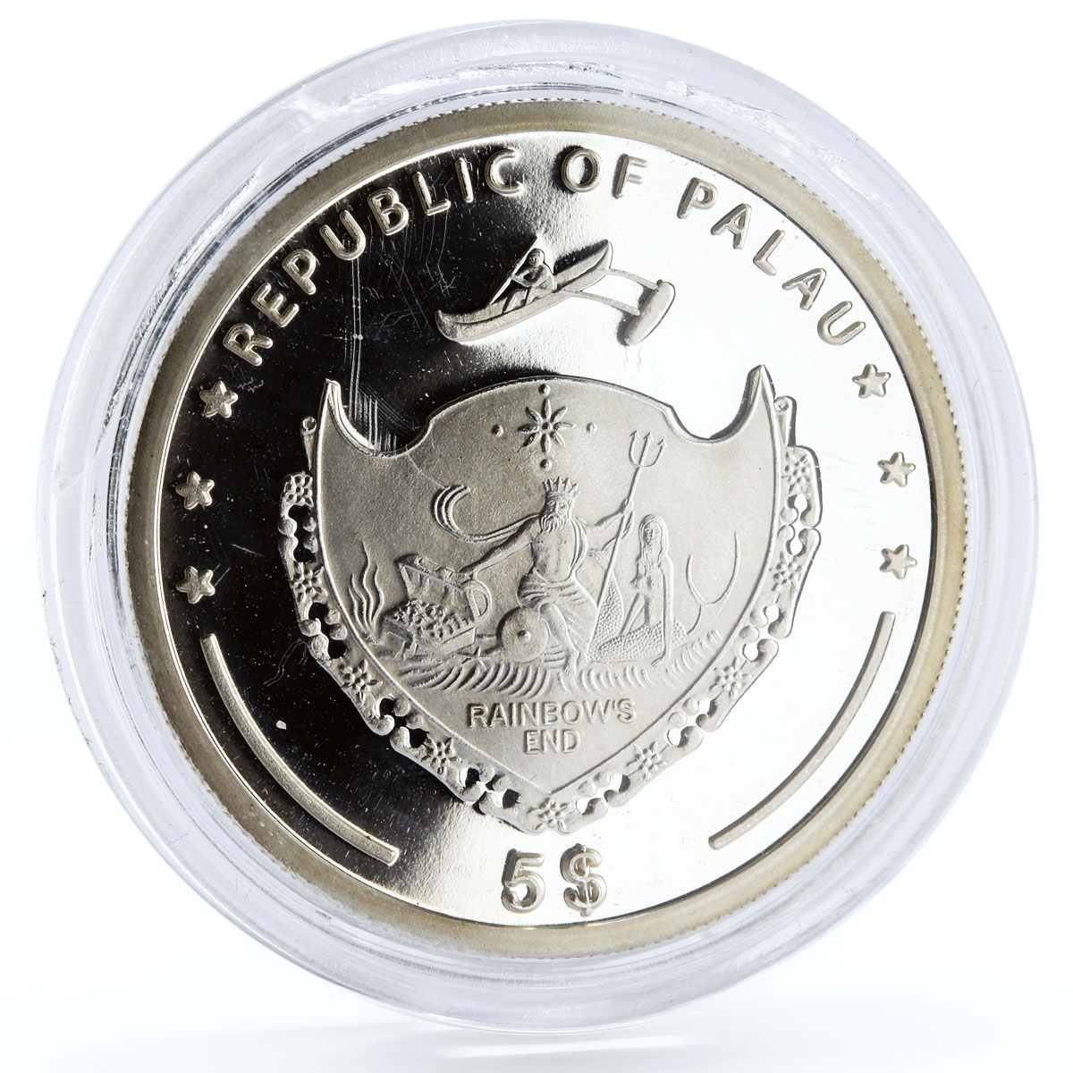 Palau 5 dollars Pacific Wildlife series Eclectus Parrot Bird silver coin 2006