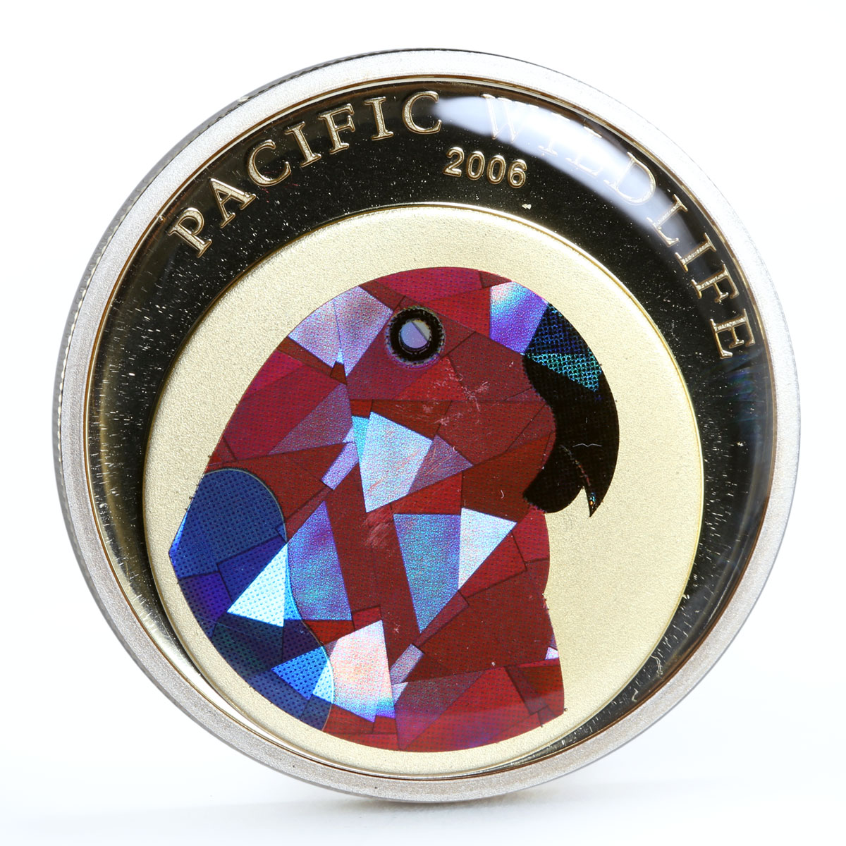 Palau 5 dollars Pacific Wildlife series Eclectus Parrot Bird silver coin 2006