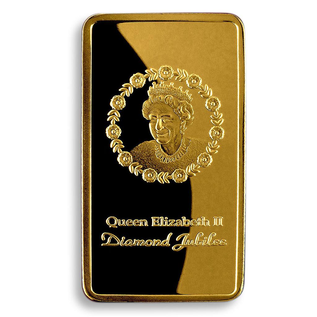 Queen Elizabeth II, Gold Plated bar, ER, 1952- 2012, Diamond Jubilee