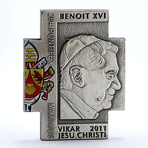 Congo 100 francs Pope Benedict XVI Visit Jesus Christ Cross AgCuNi coin 2011