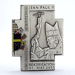 Cameroon 100 francs Benediction of Pope John Paul II silverplated CuNi coin 2011