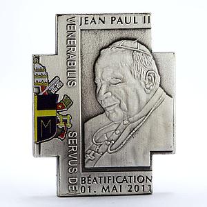 Cameroon 100 francs Benediction of Pope John Paul II silverplated CuNi coin 2011