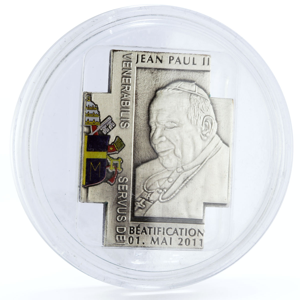 Cameroon 100 francs Benediction of Pope John Paul II silverplated CuNi coin 2011