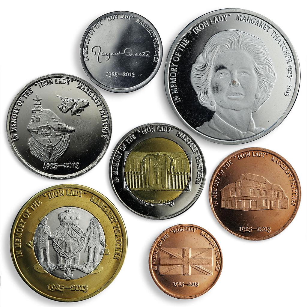 Redonda set of 7 coins Thatcher Iron Lady 2013