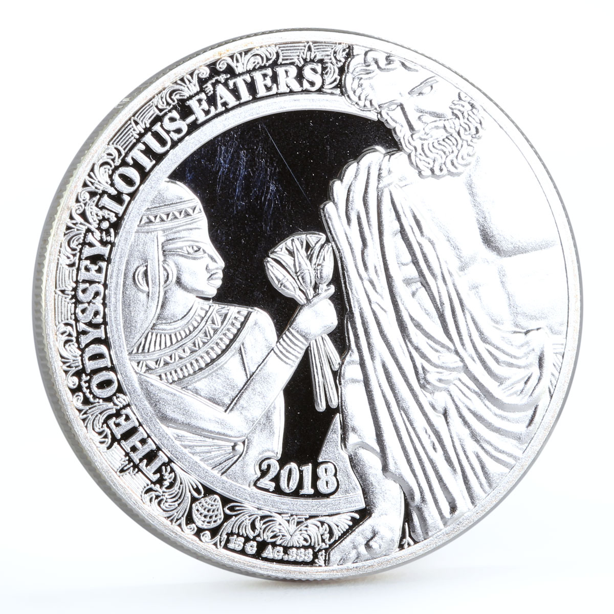 Cameroon 500 francs Homer The Odyssey Lotus Eaters Poem proof silver coin 2018