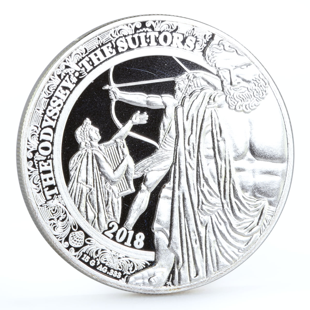 Cameroon 500 francs Homer The Odyssey The Suitors Poem proof silver coin 2018