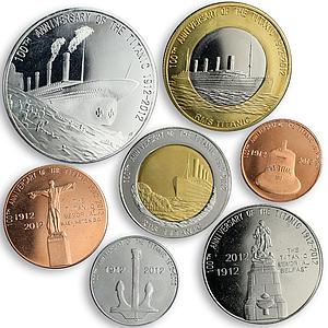 Redonda set of seven coins 100th Anniversary Titanic Memorial 2012