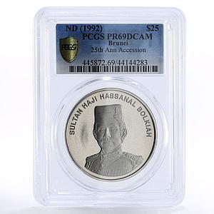 Brunei 25 dollars Sultan Haji Hassanal Bolkiah PR69 PCGS CuNi coin 1992