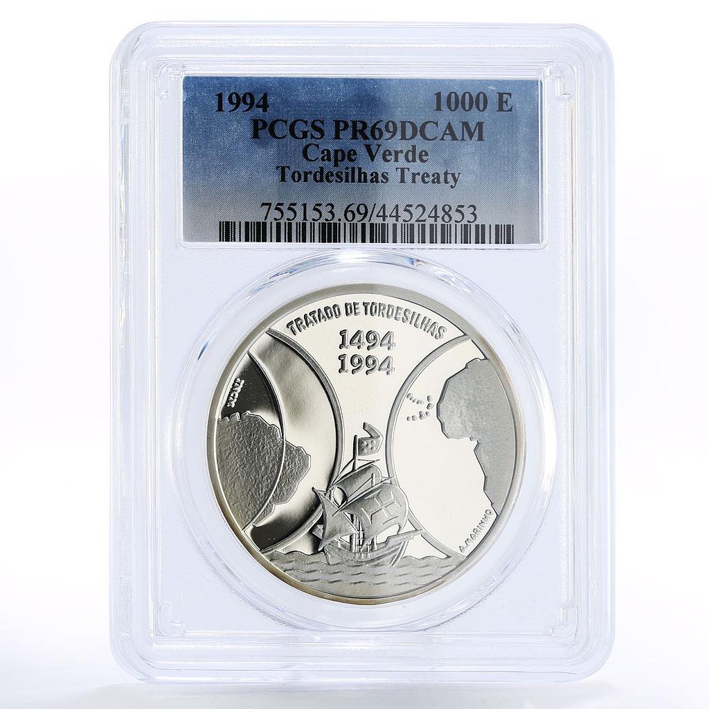 Cape Verde 1000 escudos Tordesilhas Treaty Ship PR69 PCGS silver coin 1994