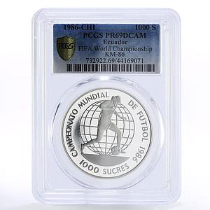 Ecuador 1000 sucres Football World Cup in Mexico PR69 PCGS silver coin 1986