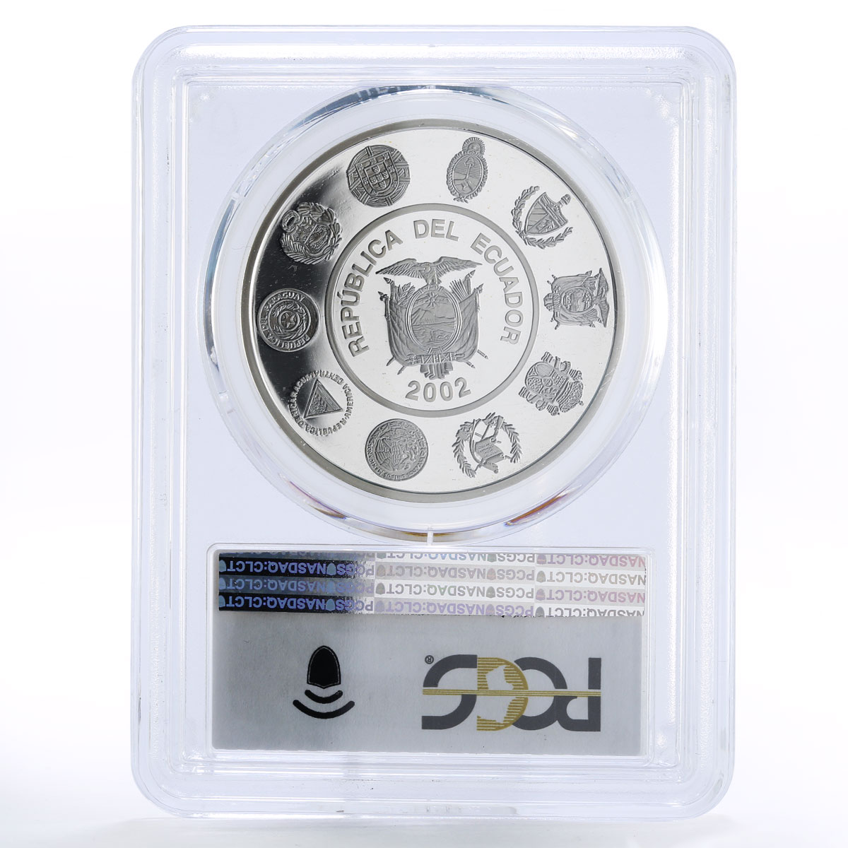 Ecuador 25000 sucres Balsawood Sailing Raft Ship PR69 PCGS silver coin 2002