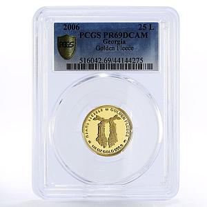 Georgia 25 lari Golden Fleece Ancient Ship PR69 PCGS gold coin 2006