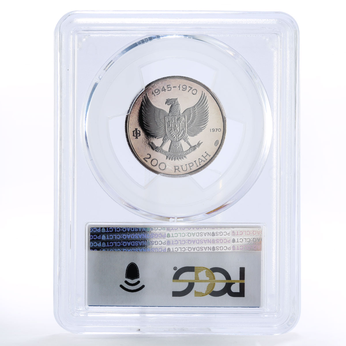 Indonesia 200 rupiah Independence Great Bird PR66 PCGS silver coin 1970