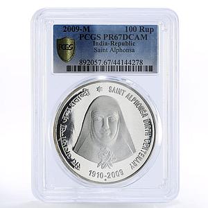 India 100 rupees Birthday of Saint Alphonsa PR67 PCGS silver coin 2009