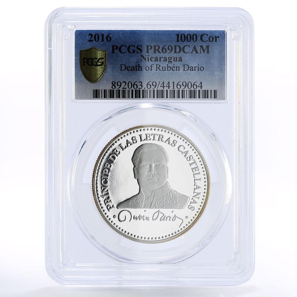 Nicaragua 1000 cordobas Revolutionary Ruben Dario PR69 PCGS silver coin 2016