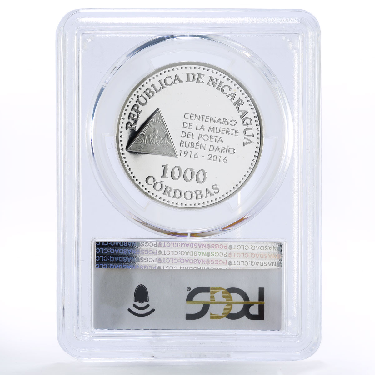 Nicaragua 1000 cordobas Revolutionary Ruben Dario PR69 PCGS silver coin 2016