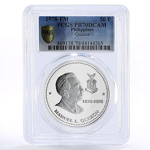 Philippines 50 piso Manuel Quezon PR70 PCGS proof silver coin 1978