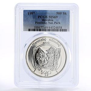 Slovakia 500 korun Pieninsky National Park Butterfly MS69 PCGS silver coin 1997