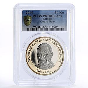 Zambia 50 kwacha National Central Bank Anniversary PR68 PCGS CuNi coin 2014