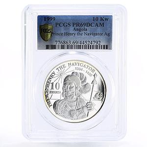 Angola 10 kwanzas Prince Henry Navigator PR69 PCGS proof coin 1999