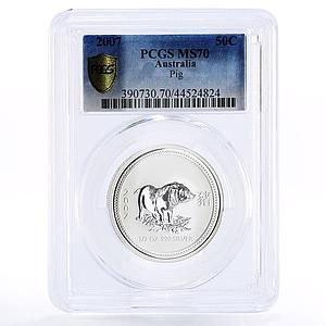 Australia 50 cents Lunar Calendar I Year of Pig MS70 PCGS silver coin 2007