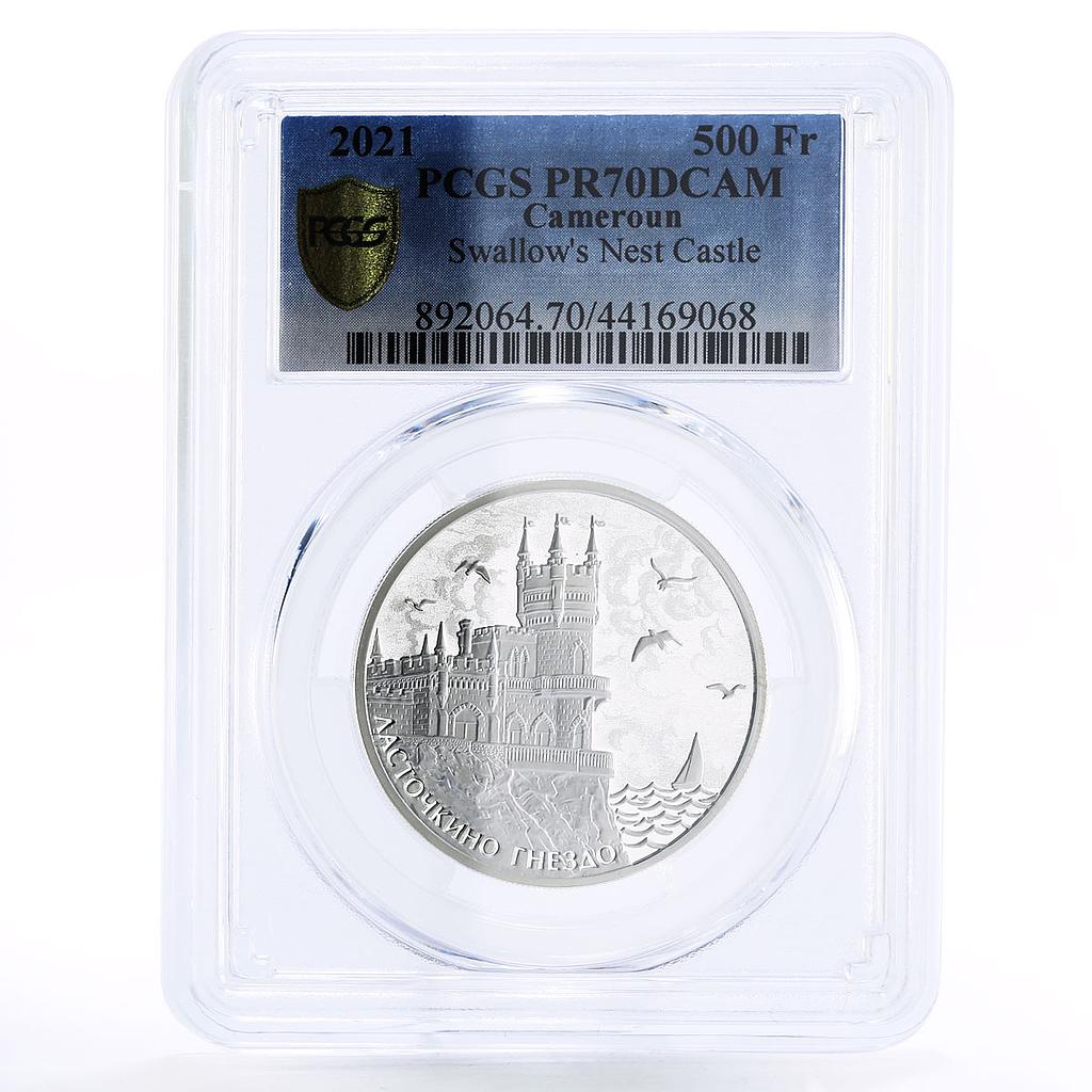 Cameroon 500 francs Swallow Nest Palace Birds Ship PR70 PCGS silver coin 2021