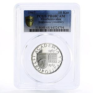 Czechoslovakia 10 korun Bratislava University House PR68 PCGS silver coin 1967