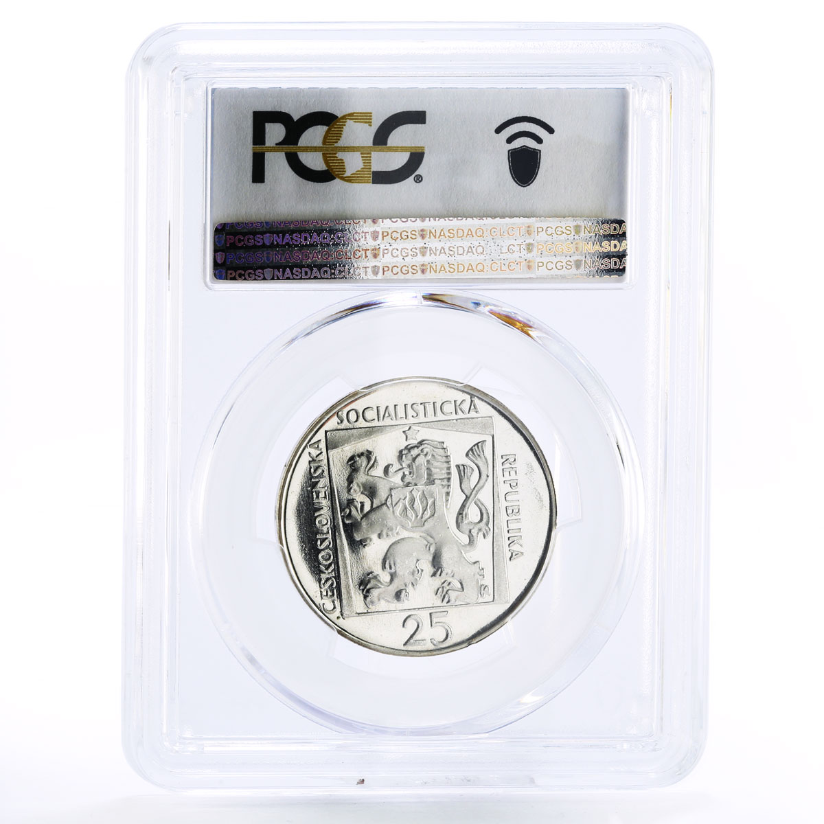 Czechoslovakia 25 korun Prague Theater Female Face PR67 PCGS silver coin 1970