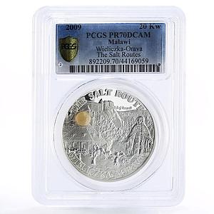 Malawi 20 kwacha Salt Routes Wieliczka Orava Map PR70 PCGS silver coin 2009