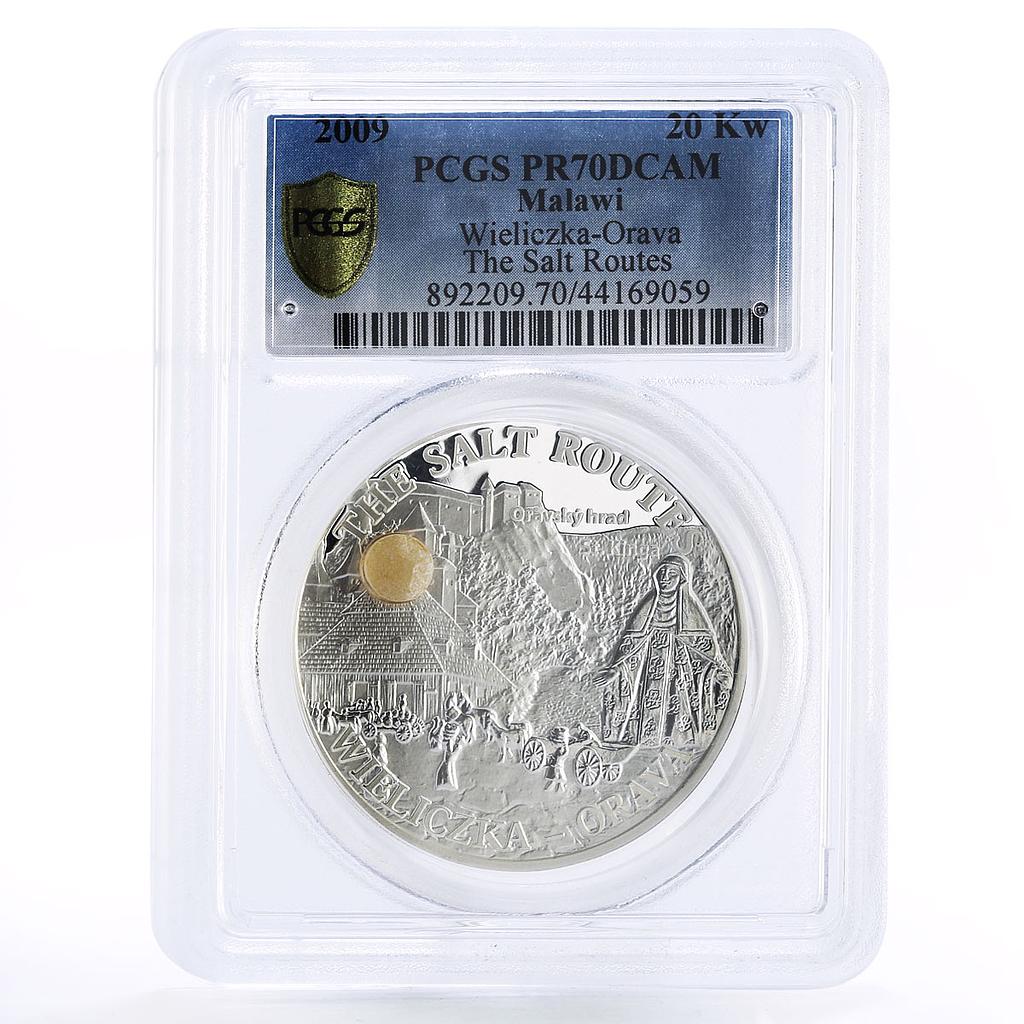 Malawi 20 kwacha Salt Routes Wieliczka Orava Map PR70 PCGS silver coin 2009