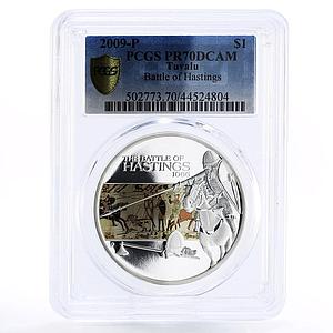 Tuvalu 1 dollar Battle of Hastings Vikings PR70 PCGS colored silver coin 2009