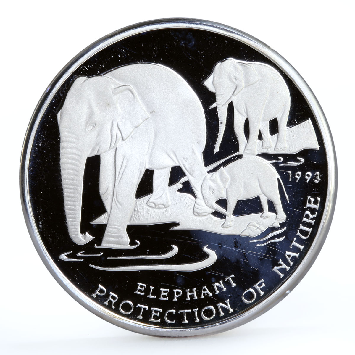 Cambodia 20 riels Protection of Nature Elephant silver coin 1993