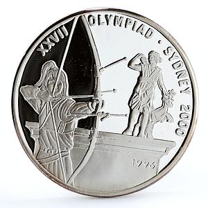 Laos 50 kip Sydney Olympic Games Archer Diana Sports proof silver coin 1996