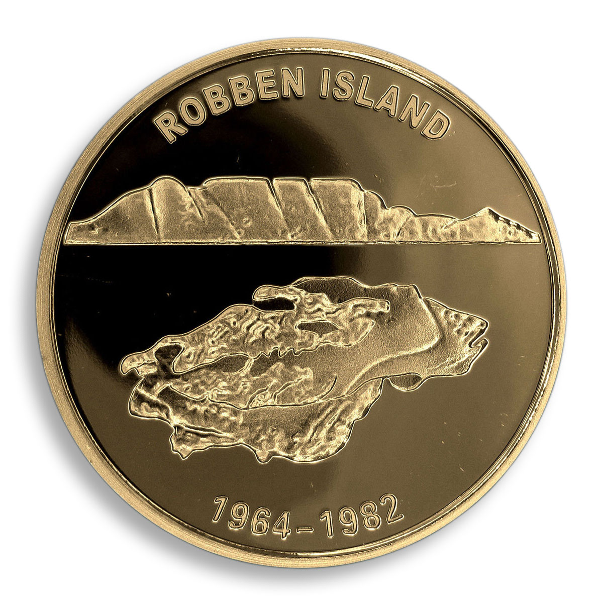 Robben Island, Nelson Mandela, A Long Walk To Freedom, Gold Plated Coin, Token