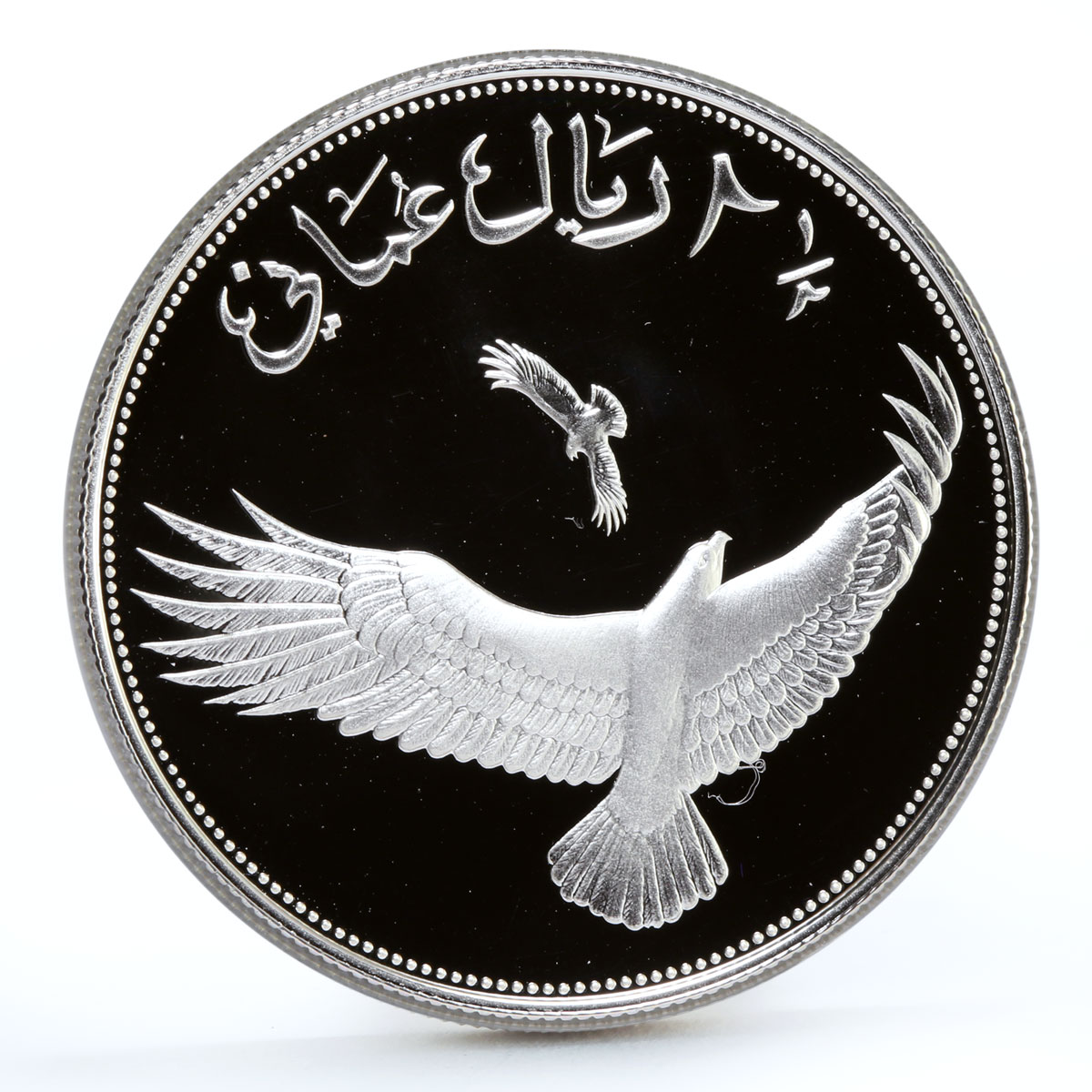 Oman 2,5 rials World Wildlife Fund Fauna Verreaux's Eagle Bird silver coin 1987