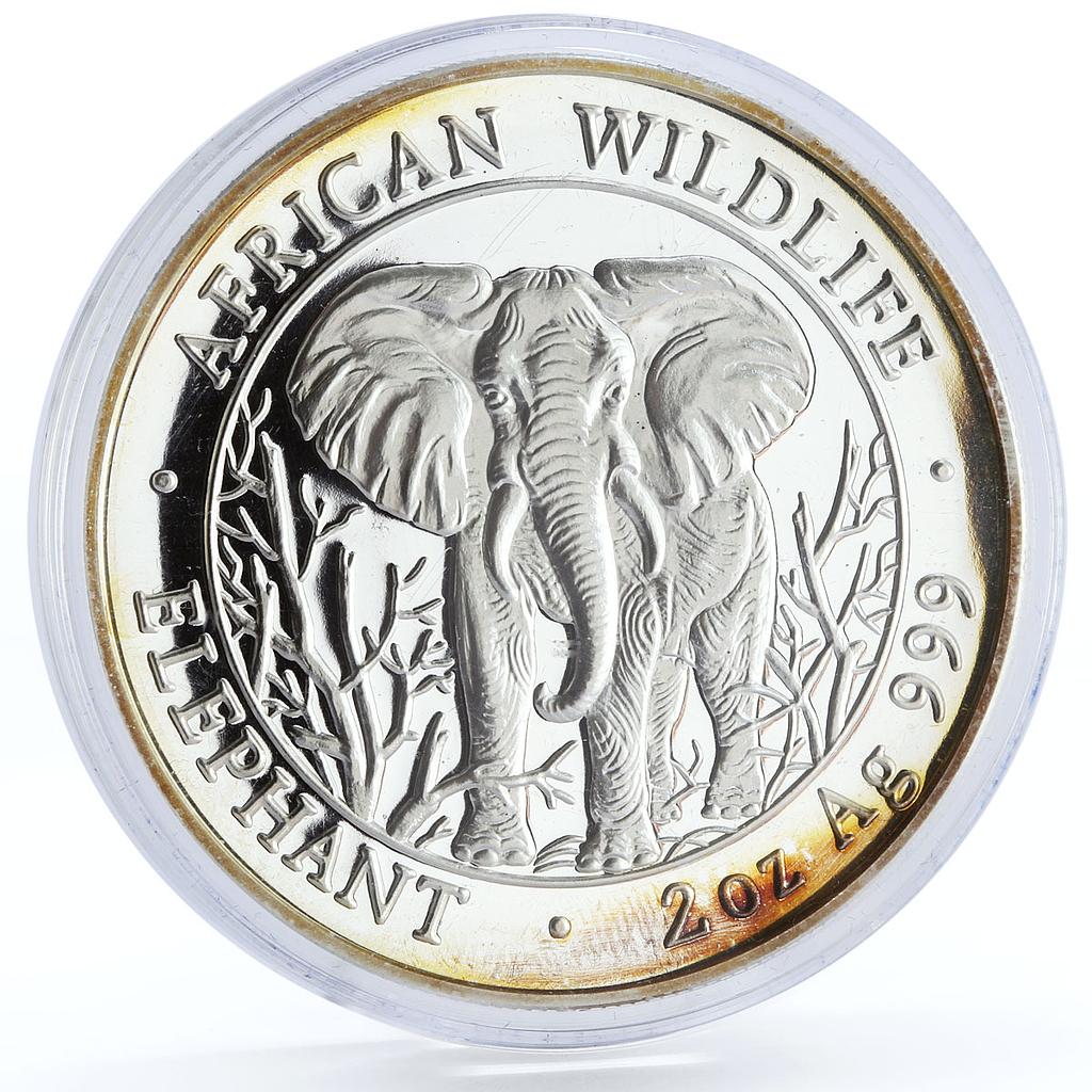 Somalia 2000 shillings African Wildlife Elephant Fauna proof silver coin 2004