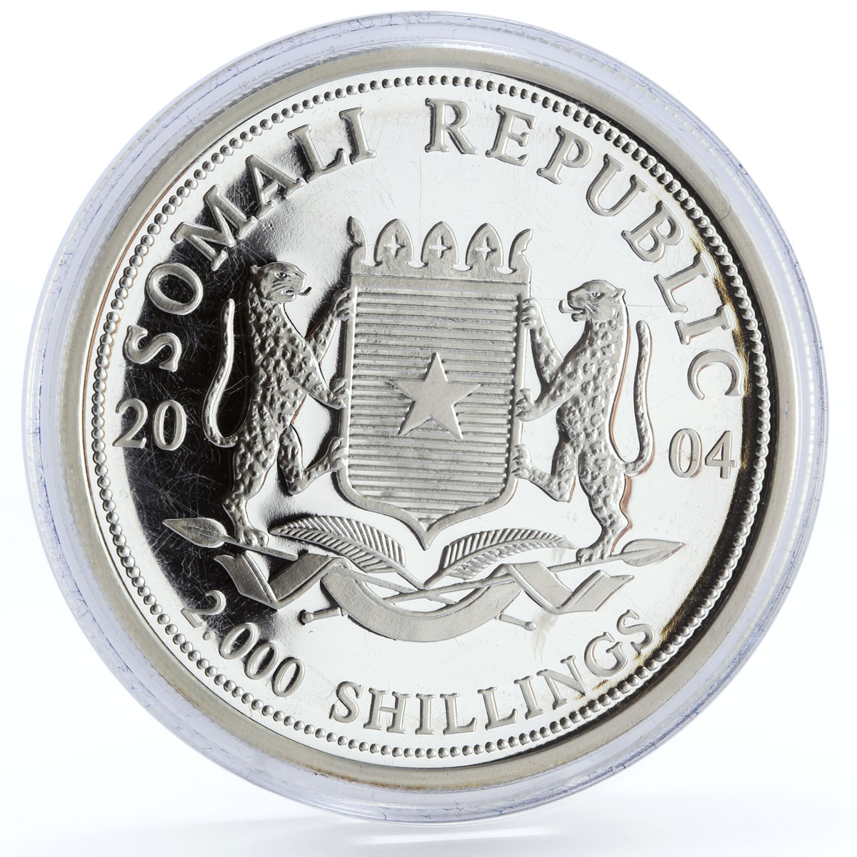 Somalia 2000 shillings African Wildlife Elephant Fauna silver coin 2004