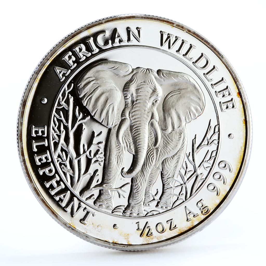 Somalia 500 shillings African Wildlife Elephant Fauna silver coin 2004