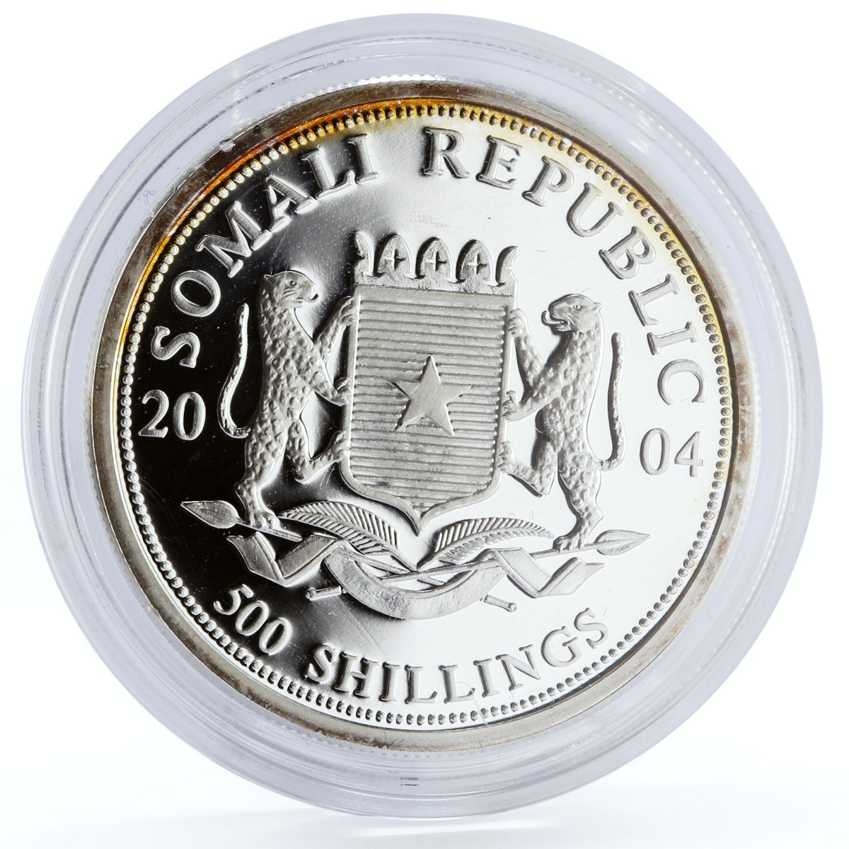 Somalia 500 shillings African Wildlife Elephant Fauna silver coin 2004