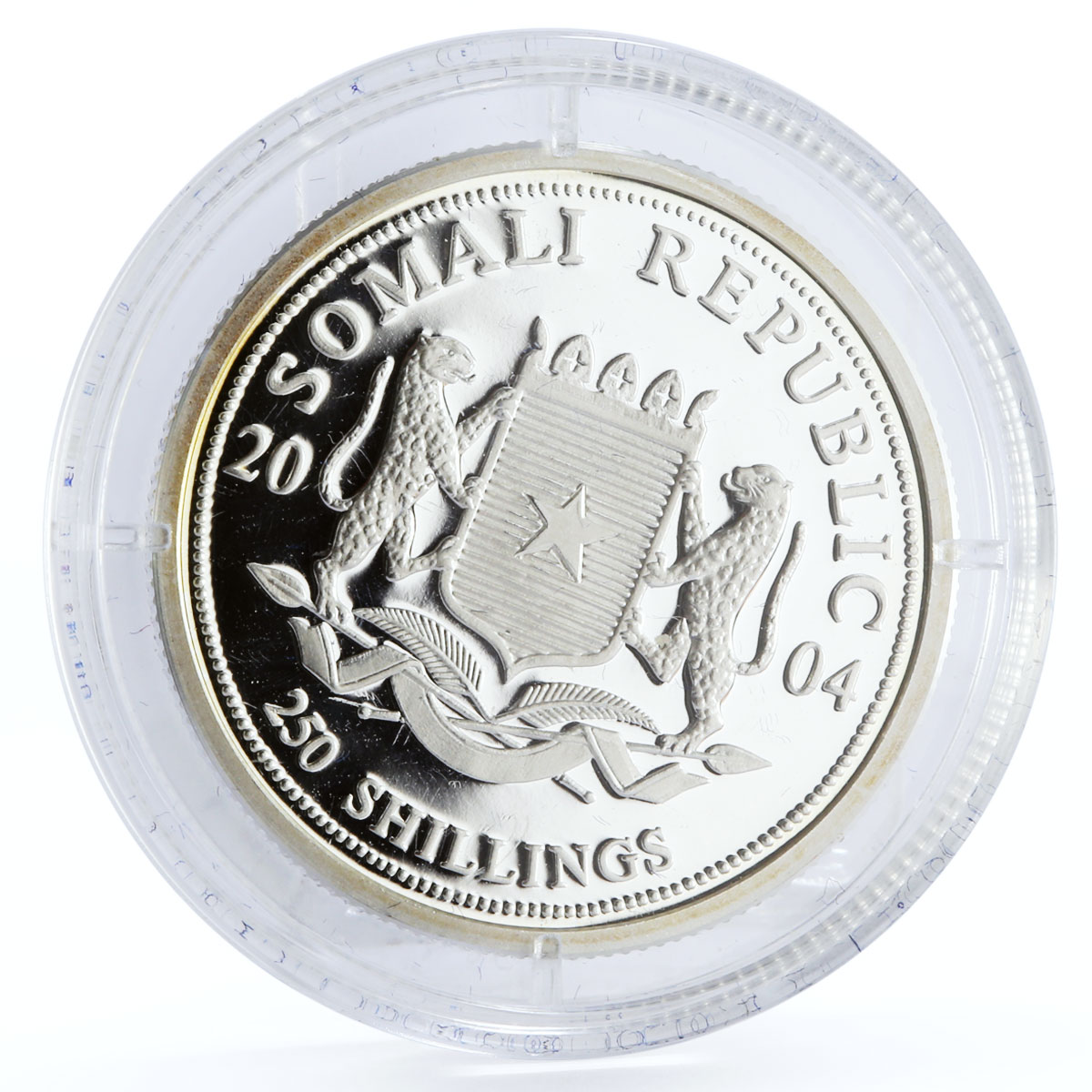 Somalia 250 shillings African Wildlife Elephant Fauna silver coin 2004