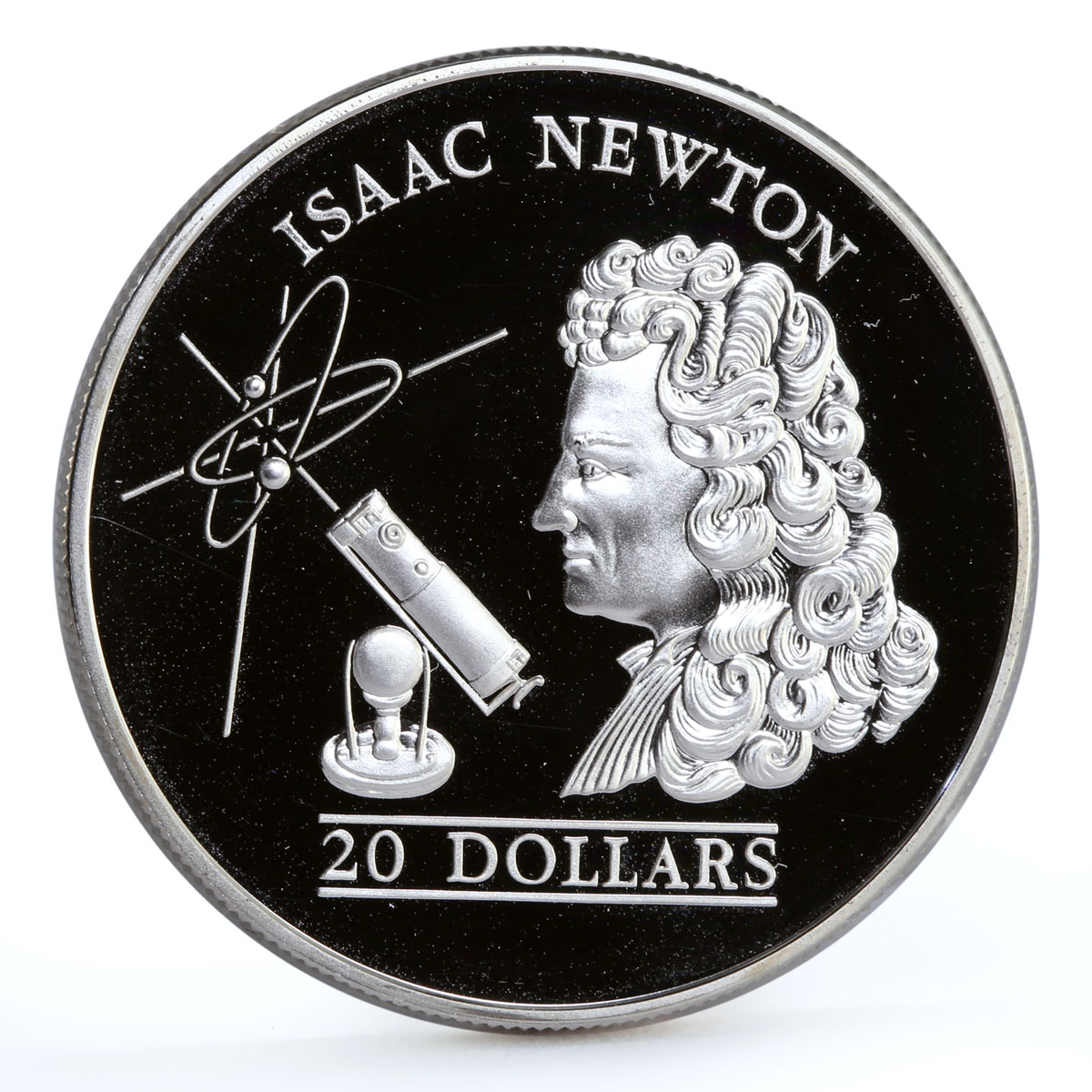 Tuvalu 20 dollars English Mathematician Isaac Newton Science silver coin 1993