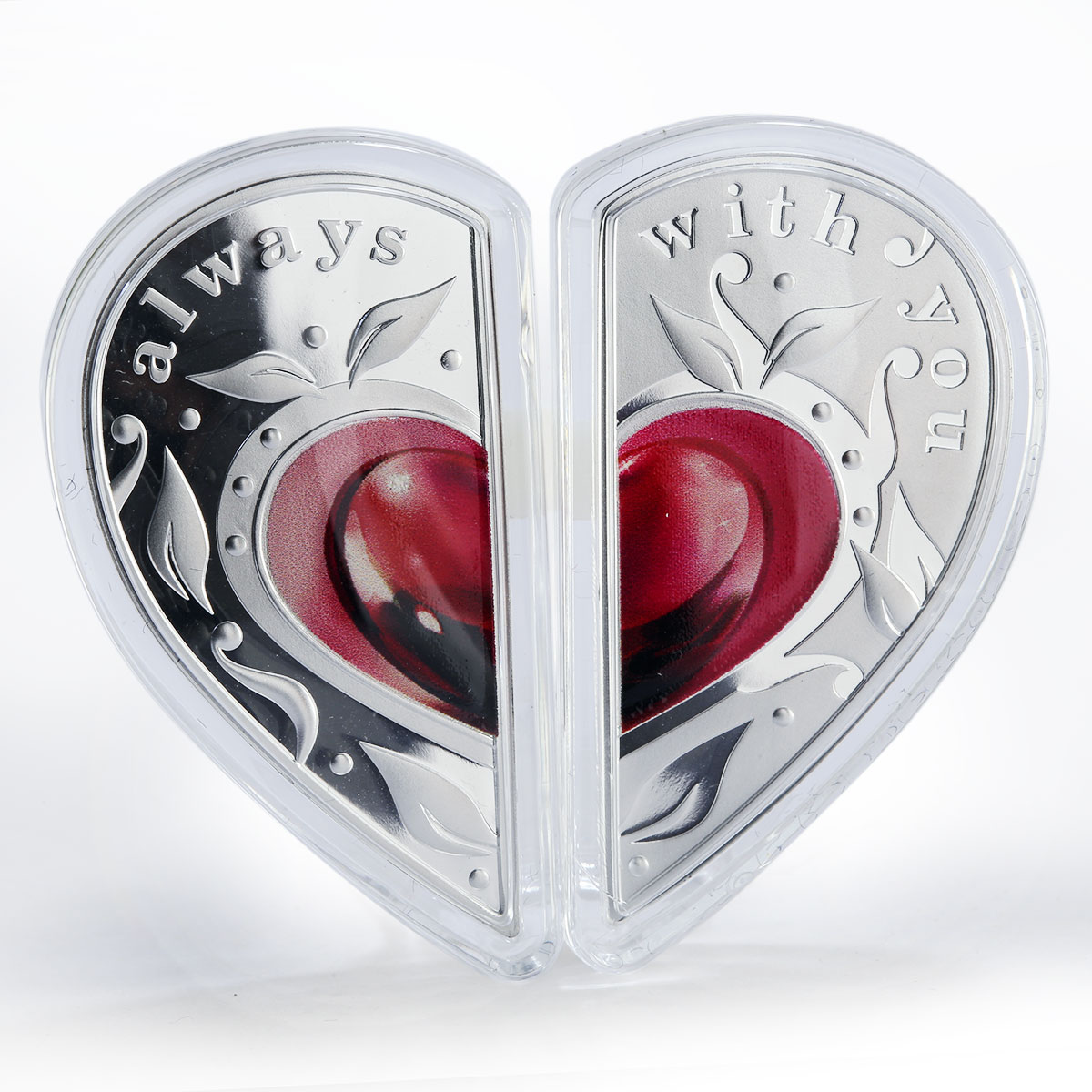 Niue set of 2 coins Always with You Heart Love colored silver coins 2014