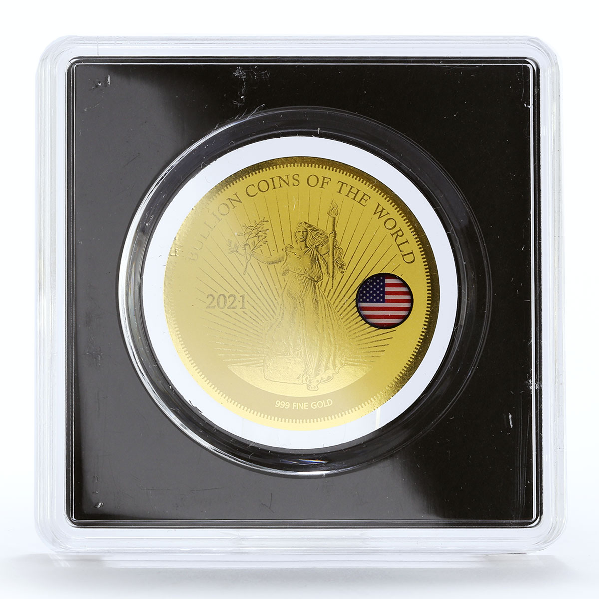 Chad 5000 francs The Lady Liberty American Flag Independence gold coin 2021