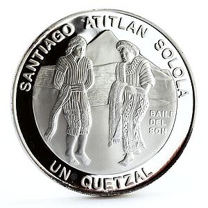 Guatemala 1 quetzal Traditional Dance of Sun Women proof silver coin 1997