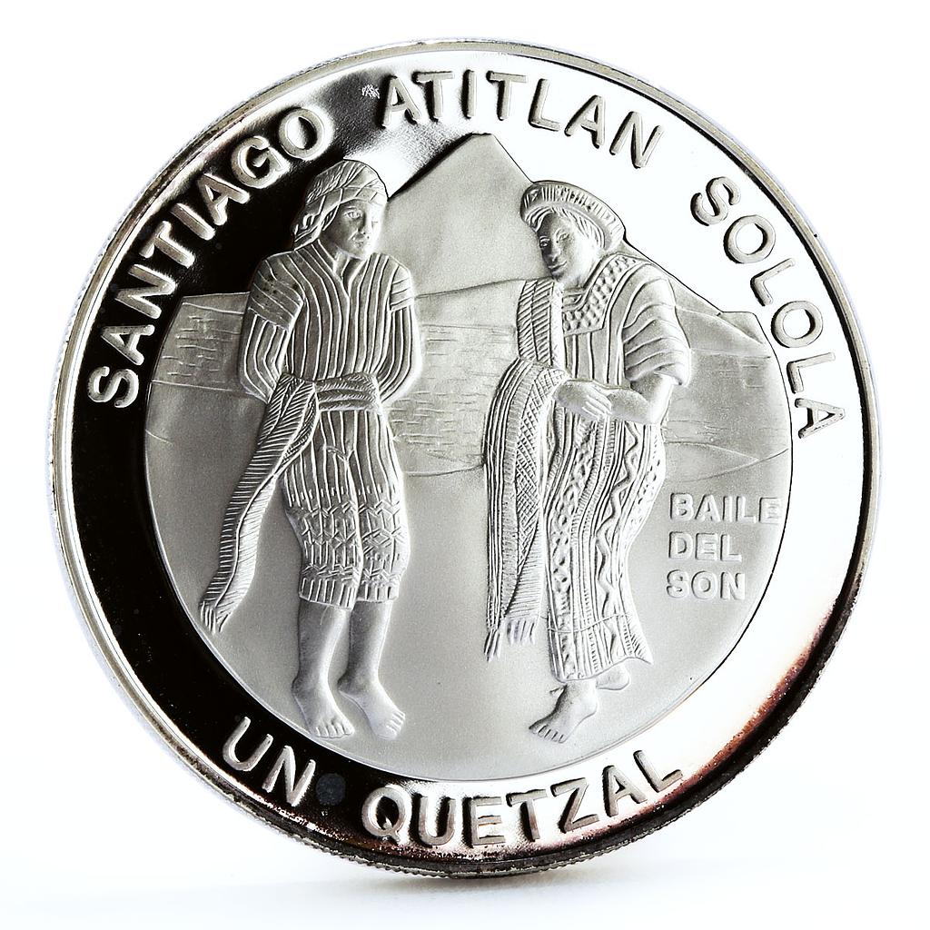 Guatemala 1 quetzal Traditional Dance of Sun Women proof silver coin 1997